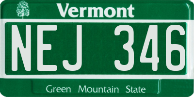 VT license plate NEJ346