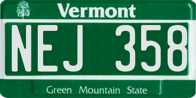 VT license plate NEJ358