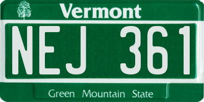 VT license plate NEJ361