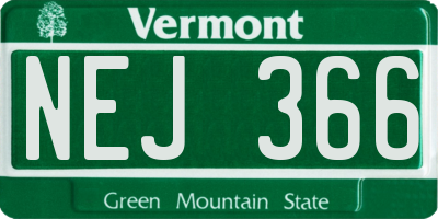 VT license plate NEJ366