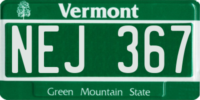 VT license plate NEJ367