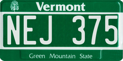 VT license plate NEJ375