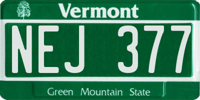 VT license plate NEJ377