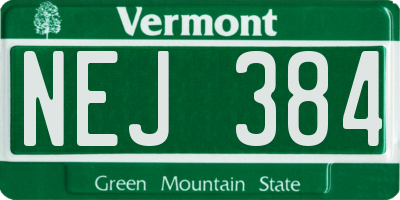 VT license plate NEJ384