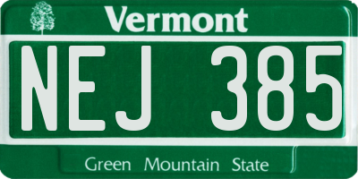 VT license plate NEJ385