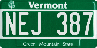 VT license plate NEJ387