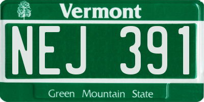 VT license plate NEJ391