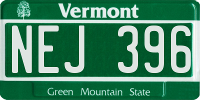 VT license plate NEJ396