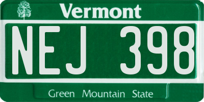 VT license plate NEJ398