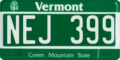 VT license plate NEJ399