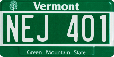 VT license plate NEJ401
