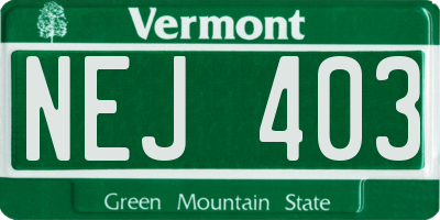 VT license plate NEJ403