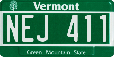 VT license plate NEJ411