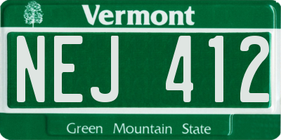 VT license plate NEJ412