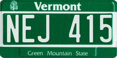 VT license plate NEJ415
