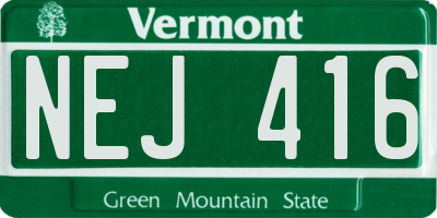 VT license plate NEJ416