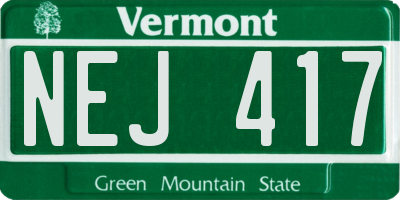 VT license plate NEJ417
