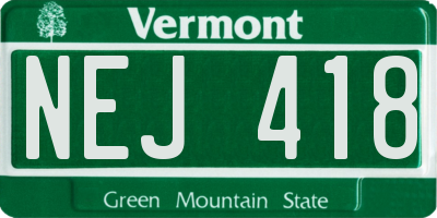 VT license plate NEJ418