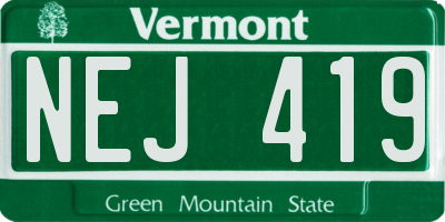 VT license plate NEJ419