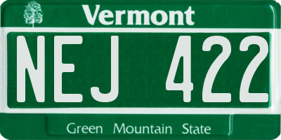 VT license plate NEJ422
