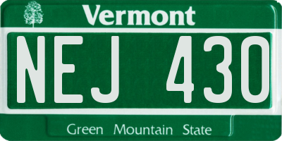 VT license plate NEJ430