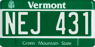 VT license plate NEJ431