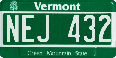 VT license plate NEJ432
