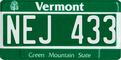 VT license plate NEJ433