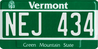 VT license plate NEJ434