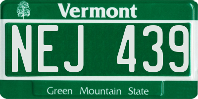 VT license plate NEJ439