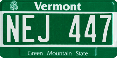 VT license plate NEJ447