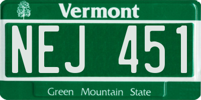 VT license plate NEJ451