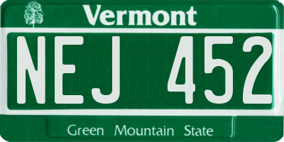 VT license plate NEJ452