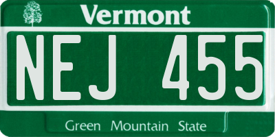 VT license plate NEJ455