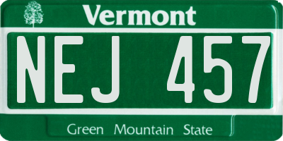 VT license plate NEJ457