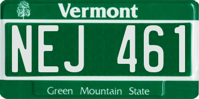 VT license plate NEJ461