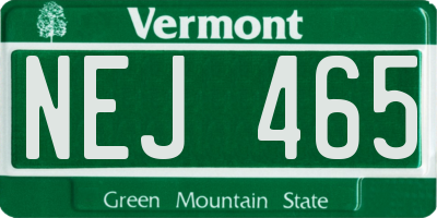 VT license plate NEJ465