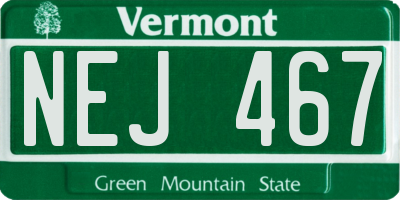 VT license plate NEJ467