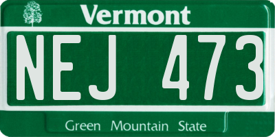 VT license plate NEJ473