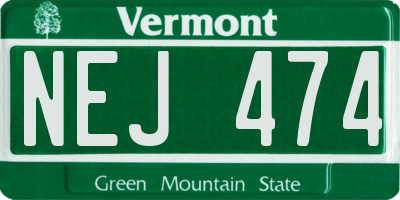 VT license plate NEJ474