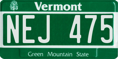 VT license plate NEJ475