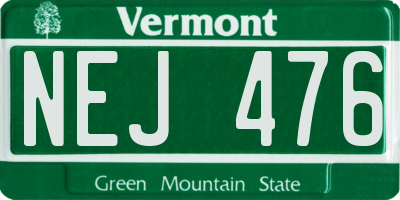 VT license plate NEJ476