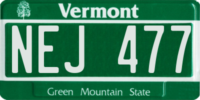 VT license plate NEJ477
