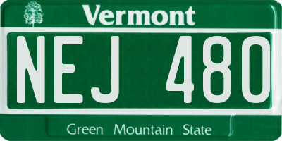 VT license plate NEJ480