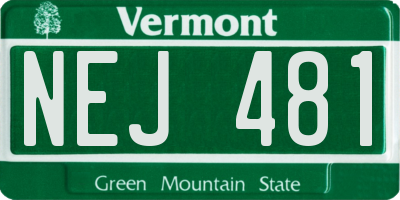 VT license plate NEJ481