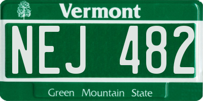 VT license plate NEJ482