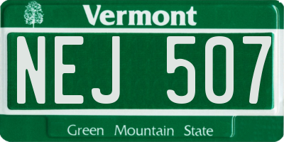 VT license plate NEJ507