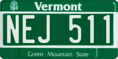 VT license plate NEJ511
