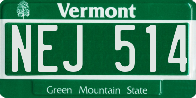 VT license plate NEJ514