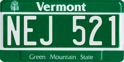 VT license plate NEJ521